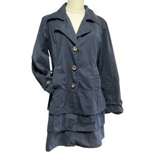 Navy Light Trench Coat w/ Ruffle Detail